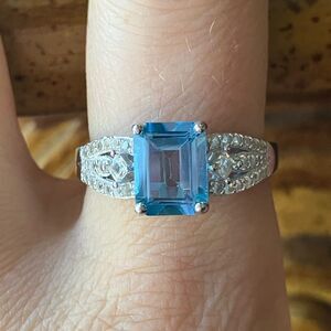 Swiss Blue Topaz Sterling Silver Ring Size 9